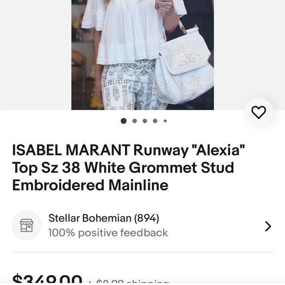ISABEL MARANT Runway "Alexia" White Grommet Stud Embroidered Mainline - Picture 3 of 8